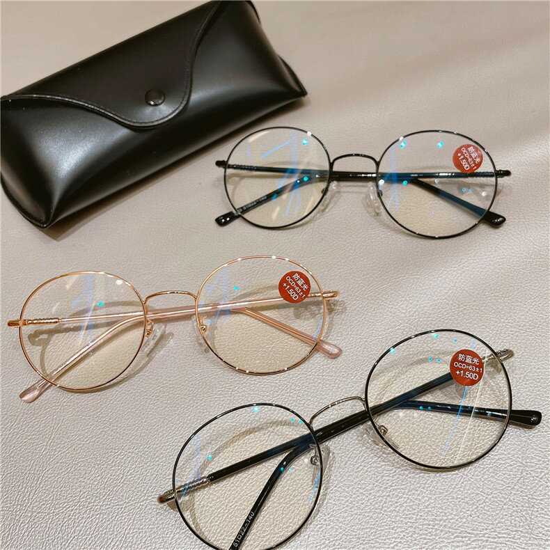 トレンディな老眼鏡 老人眼鏡 レトロ 丸フレーム TR90素材のブルーライト防止 ファッション レディース 丸眼鏡 パソコン眼鏡 贈り物 プレゼント 送料無料