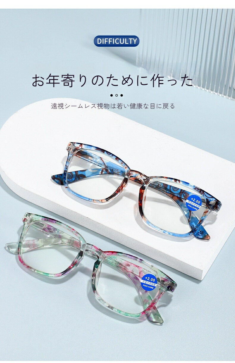 【楽天スーパーSALE】ニューモデル ファッション リーディンググラス ブルーライトカット 女性 ビニール老眼鏡 老年 フラワースプリングレッグ