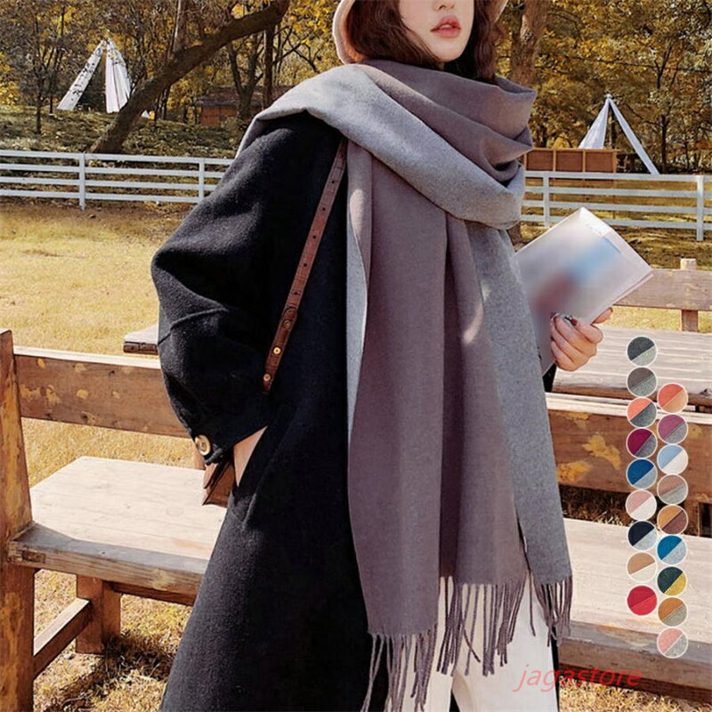 【楽天スーパーSALE】リバーシブルストール大判フリンジマフラー