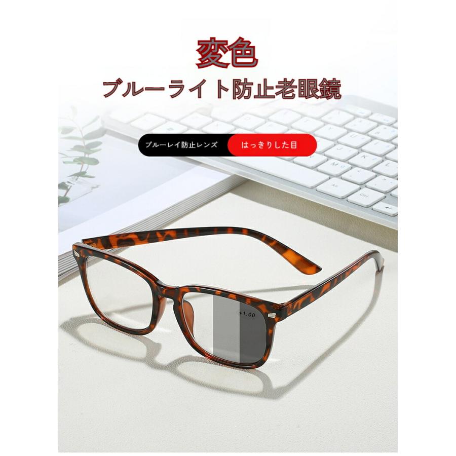 GENLA MRONPRO 老眼鏡 マルチフォーカル 調光 ブルーライト防止 老眼鏡 男女兼用 遠近両用 老眼鏡 高齢者向け読書用眼鏡 拡大鏡