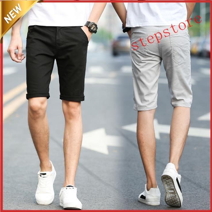 ハーフパンツ メンズ 半ズボン ショートパンツ スリム 5分丈 短パン スキニーパンツ パンツ 無地 細身 タイト 代引不可