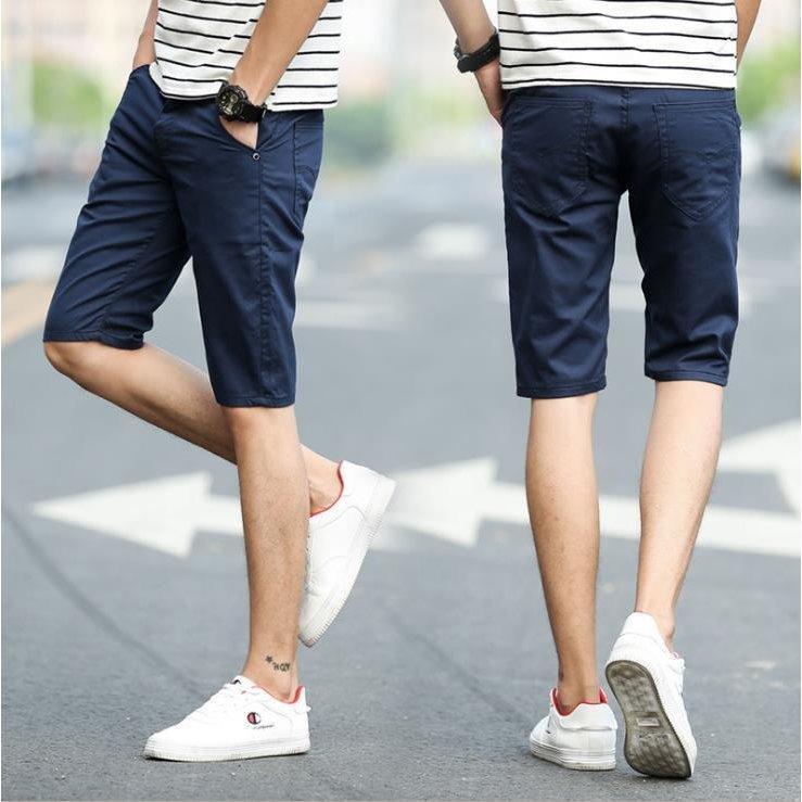 樂天商城 - ハーフパンツ メンズ 半ズボン ショートパンツ スリム 5分丈 短パン スキニーパンツ パンツ 無地 細身 タイト 代引不可