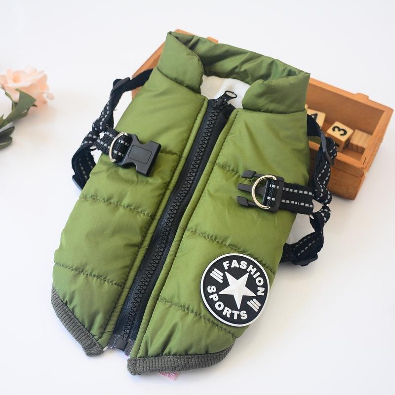 樂天商城 - 犬 ジャケット ハーネス 一体型 ダウンジャケット ウェア ペット 服 防水 防風 綿服コート 猫 小型犬 中型犬 防寒 お散歩 軽量 着脱簡単