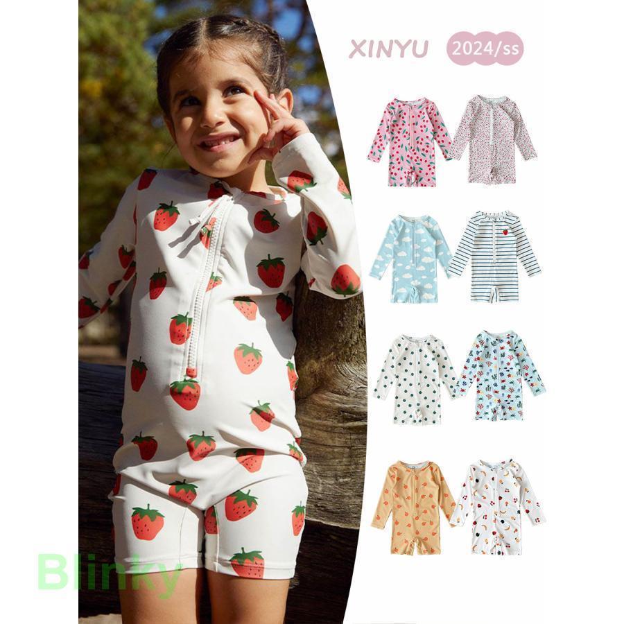 ベビー水着 キッズ UVカット ロンパース 男の子 女の子 ベビー服 赤ちゃん 水着 オールインワン 子供 スイミング 花柄 子供服 ラッシュガード