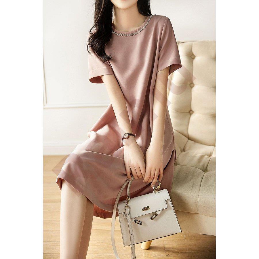 ワンピース レディース 40代 きれいめ 膝丈ワンピース 春夏新作 半袖ワンピース 黒 チュニック Aラインスカートオシャレ韓国風 大人 通勤OL