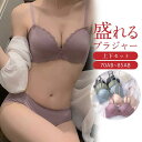 ブラジャー ショーツ ノンワイヤー 下着 楽盛 女性 上下セット ブラ 盛りブラ セット 育乳 谷間 脇高 脇肉 ランジェリー 盛れる ナイトブラ