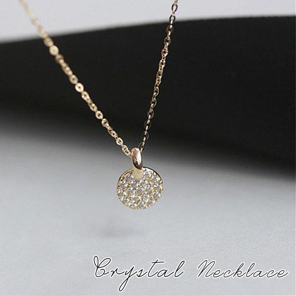 ネックレス レディース 一粒 コイン プレート シンプル 小ぶり シルバー925 14kゴールド 彼 ...