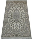 ペルシャ絨毯 カーペット ラグ ウール＆シルク 手織り 高級 ペルシャ絨毯の本場 イラン ナイン産 大型サイズ 245cm×160cm 【本物保証/直輸入】