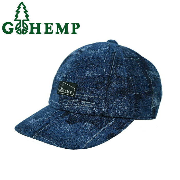 ヘンプ 帽子（メンズ） GOHEMP ゴーヘンプ GHG0235OCJ HEMP PANEL CAP ヘンプ パネル キャップ インディゴ パッチワーク 6パネル ロゴ 日本製 帽子 麻 ナチュラル アウトドア ストリート メンズ ユニセックス INDIGO インディゴ 20%OFF セール