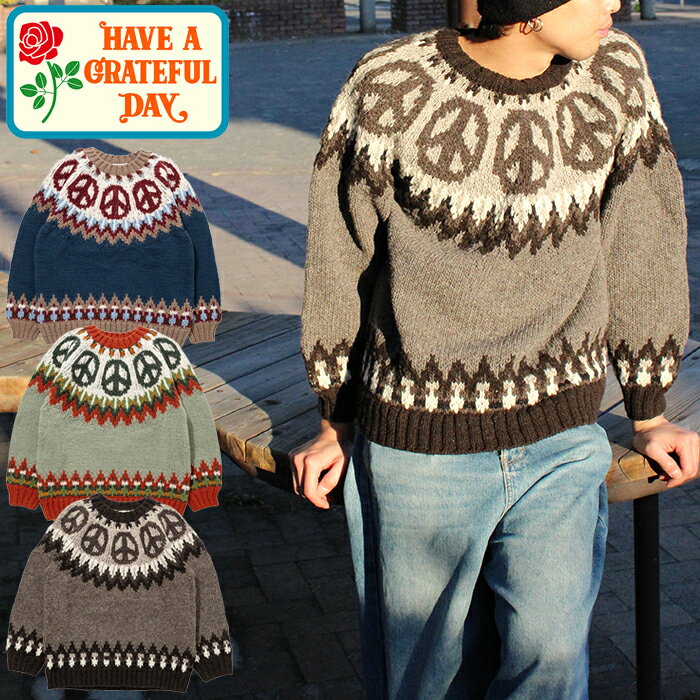 HAVE A GRATEFUL DAY ϥ  쥤ȥե ǥ GDK0447PK25F PEACE PATTERN KNIT CREW ԡ ѥ...