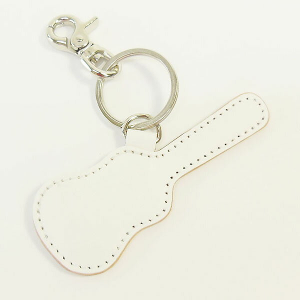 JAJABOON 【メール便OK★】ギターケース型ピックケースキーホルダー ホワイト(ギターピック付)