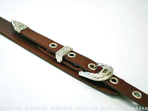 JAJABOON ウエスタンバックルギターストラップスリム 茶(ブラウン) 本革(レザー)製【smtb-m】