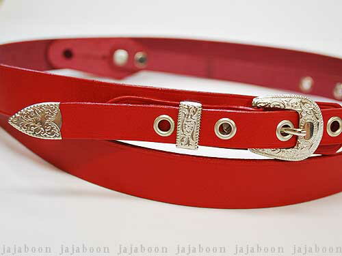 JAJABOON ウエスタンバックルギターストラップスリム 赤(レッド) 本革(レザー)製【smtb-m】