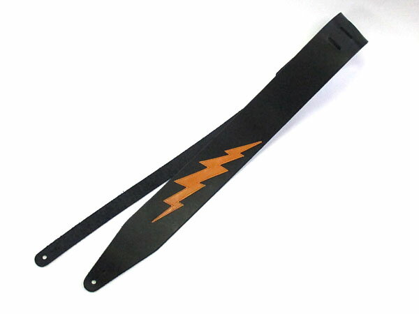 JAJABOON 本革ギターストラップ 稲妻【WILD SIDE】 68mm 黒×キャメル 本革(レザー)製