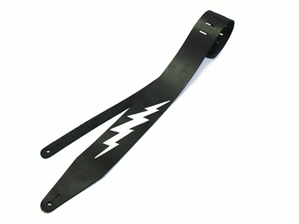 JAJABOON 本革ギターストラップ 稲妻【WILD SIDE】 68mm 黒×白 本革(レザー)製