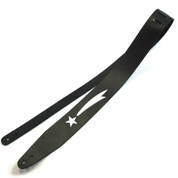 JAJABOON 本革ギターストラップ 流星【WILD SIDE】 58mm 黒×白 本革(レザー)ジャジャブーン製
