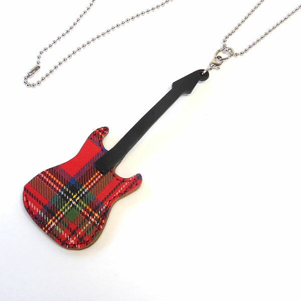 JAJABOON 【メール便OK★】ギターペンダント ストラトキャスタータイプ ROYALタータンチェック(ギターピック付)