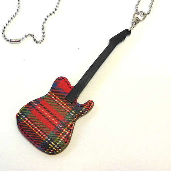 JAJABOON 【メール便OK★】ギターペンダント テレキャスタータイプ ROYALタータンチェック(ギターピック付)