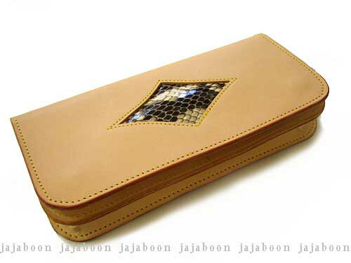 JAJABOON ダイヤモンドパイソンウォレット 長財布 ヌメ 本革(レザー)製【smtb-m】 JAJABOON ダイヤモンドパイソンウォレット 長財布 ヌメ 本革(レザー)製【smtb-m】