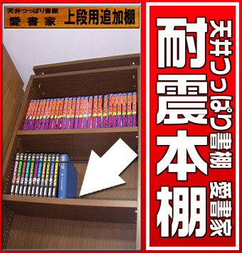 薄型奥行き17センチ本棚 天井つっぱり書棚 愛書家専用 上部BOX用追加 棚板 （取り付け用金属ダボ付属します）地震対策転倒防止耐震本棚【-JAJAN SPU-】