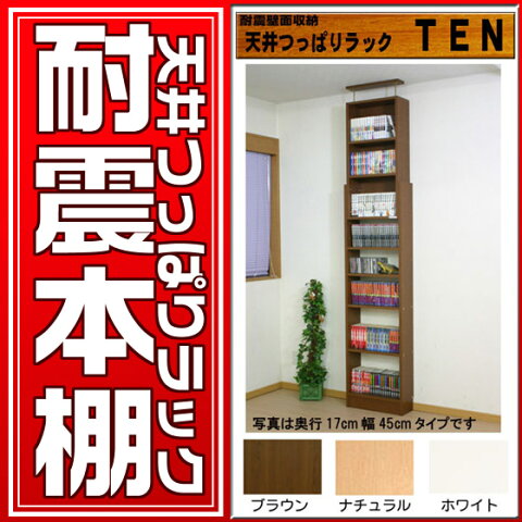 地震対策 天井つっぱりラック TEN 薄型 29cm奥行 45cm幅 本体 本棚 スリム 扉付きへカスタマイズ可能 耐震本棚 転倒防止 隙間収納 シェルフ 書棚 壁面収納 本棚 本収納 コミック収納 子供部屋/寝室などに【RCP】【★JAJAN SPU★】