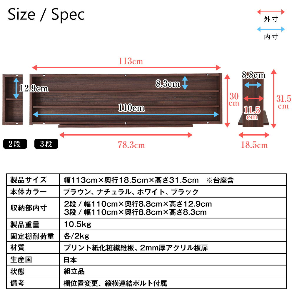 ■送料無料■超薄型 鉄道模型ディスプレイケース幅113cm　JR西日本8両編成フル連結展示 複数台追加でE6系新幹線フル連結展示可能　Nゲージ ・ HOゲージ専用 鉄道模型ケース トミカ ミニカーディスプレイ 薄型コレクションケース 展示ケース【RCP】【-JAJAN SPU-】_2