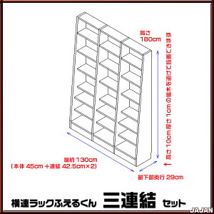 横連漫画収納本棚ふえるくんセットで15%OFFオトクな三連結セット【耐震本棚】【隙間収納】【地震対策】【壁面収納】【RCP】【532P19Apr16】