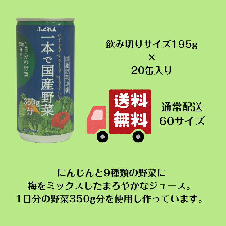 【同梱不可・送料無料】一本で国産野菜350g分 野菜ジュース にんじんミックスジュース 195g×20缶入り 【野菜ジュース 国産野菜 にんじんミックスジュース 缶 健康 食物繊維 濃縮還元】