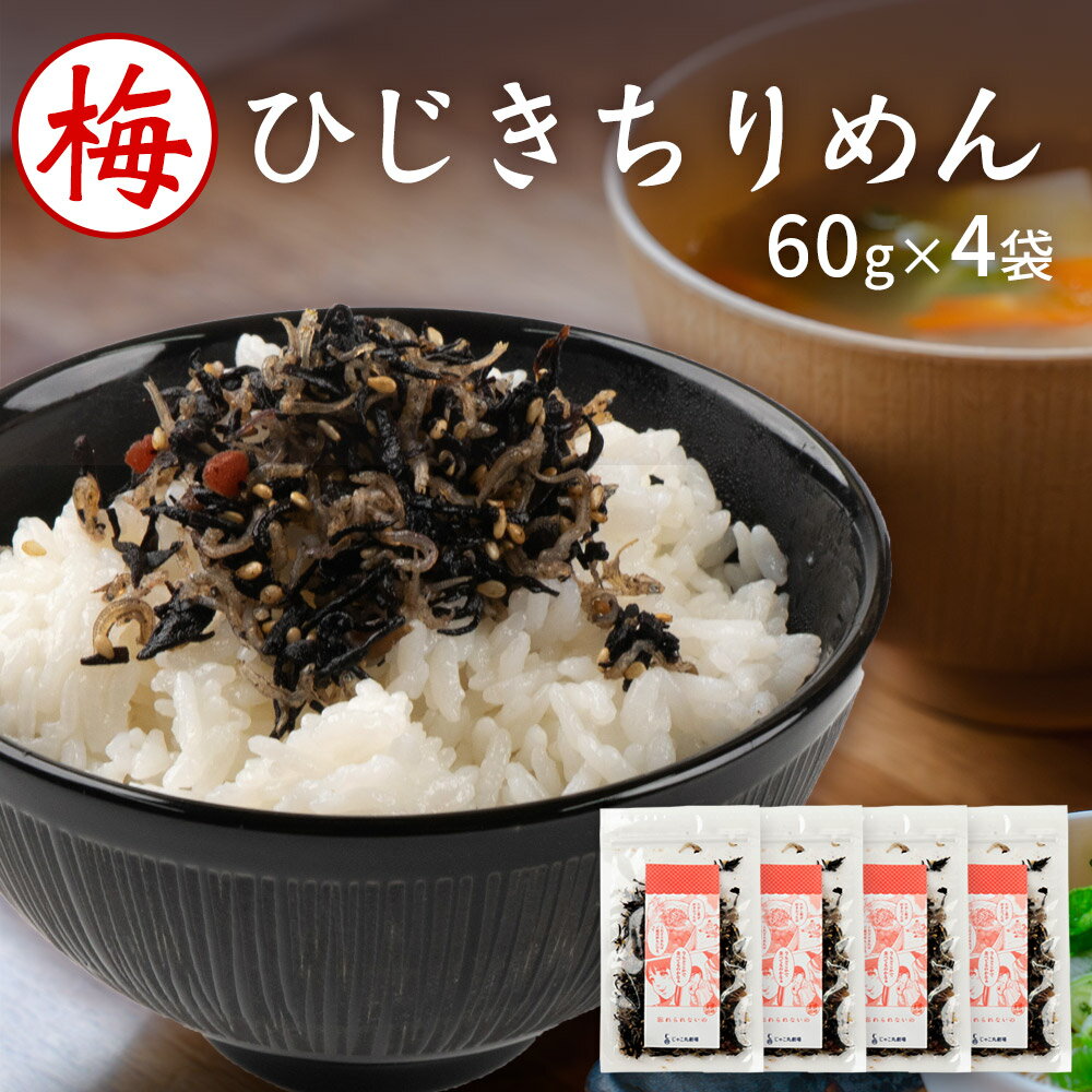 ちりめん屋の生ふりかけ（安心の国内製造） ひじき ふりかけ 梅ひじきちりめん 60gx4袋 生ふりかけ 送料無料 ポイント消化 ひじきふりかけ おにぎり 梅ひじき ご飯のお供 ヒジキ 食品 常温