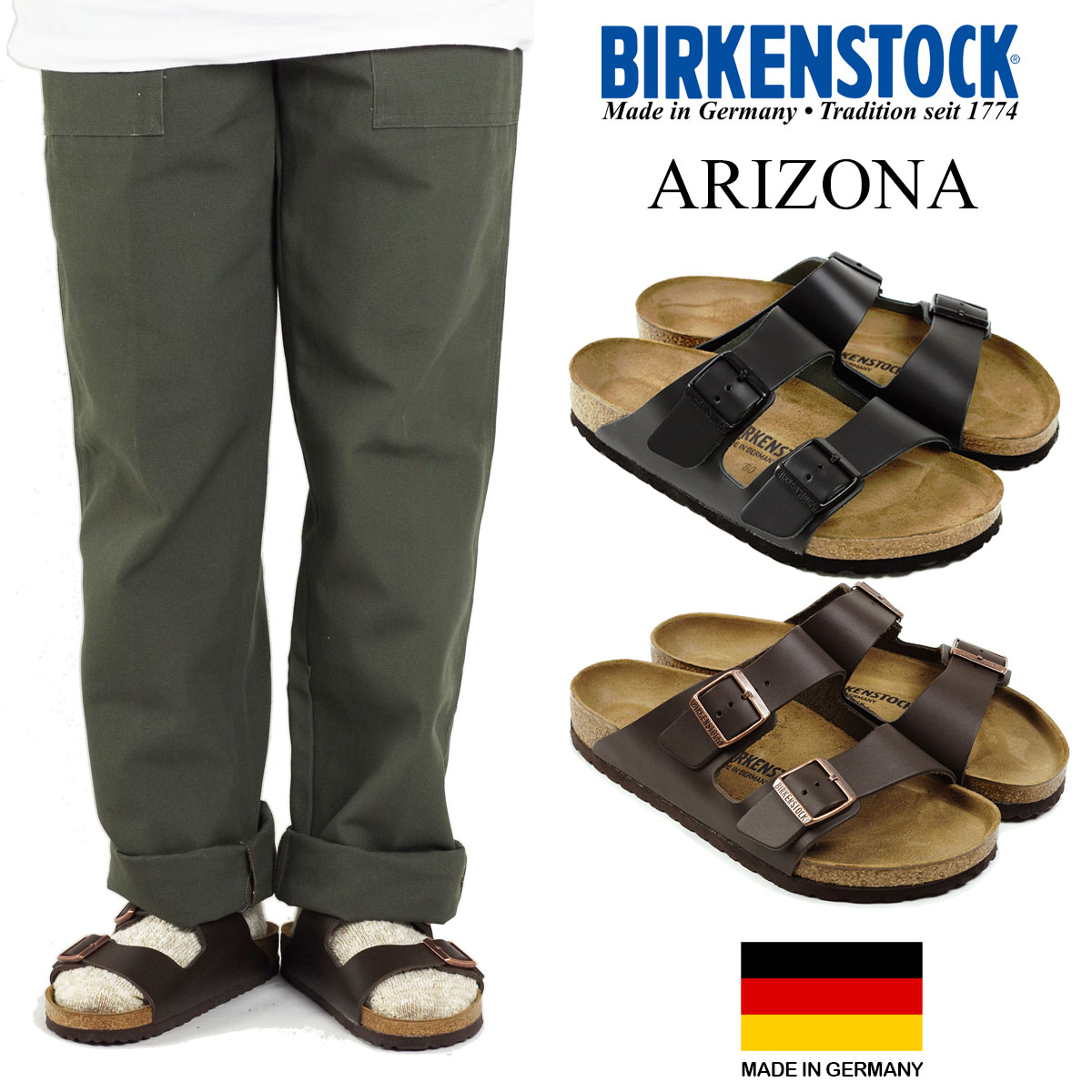 ビルケンシュトック BIRKENSTOCK アリゾナ ｜ ビルケン メンズ レディース ユニセックス レザー サンダル ブランド 定番 ARIZONA レギュラーワイズ 普通幅 ドイツ製 22.5cm-28.5cm 本革 ブラック ダークブラウン 黒 茶