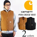 カーハート Carhartt V01 ダック ワークベスト ｜ ベスト メンズ DUCK VEST 中綿 キルティング 12オンスのコットンダック ダイヤモンドキルトライニング ジップアップ 定番 シンプル ロゴ ブラウン ブラック サイズ S M L XL