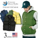 【クーポン配布中】クレセントダウンワークス CRESCENT DOWN WORKS イタリアン ダウンベスト 60/40 MADE IN USA アメリカ製 米国製 ITALIAN VEST ｜ メンズ レトロアウトドア 700フィルパワーの最高級グースダウン採用 ブラック ネイビー オリーブ