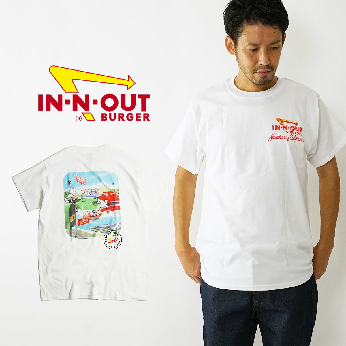 インアンドアウトバーガー 半袖 Tシャツ 1988 40th アニバーサリー ホワイト(メンズ S-XXL In-N-Out Burger ご当地Tシャツ 海外買い付け スーベニア)