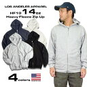 ロサンゼルスアパレル LOSANGELES APPAREL HF10 14オンス ヘビーフリース ジップアップ フード スウェット ｜ パーカー メンズ ボックスシルエット アメリカ製 MADE IN USA ロスアパ グレー ブラック 黒 ホワイト 白 ネイビー サイズS-XXL