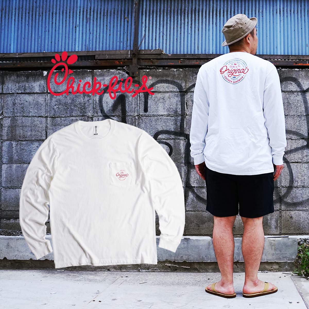 チックフィレイ Chick-fil-A オリジナル ポケットTシャツ 長袖 (S-XXL メンズ ポケT ロンT 海外買い付け スーベニア ご当地）のサムネイル