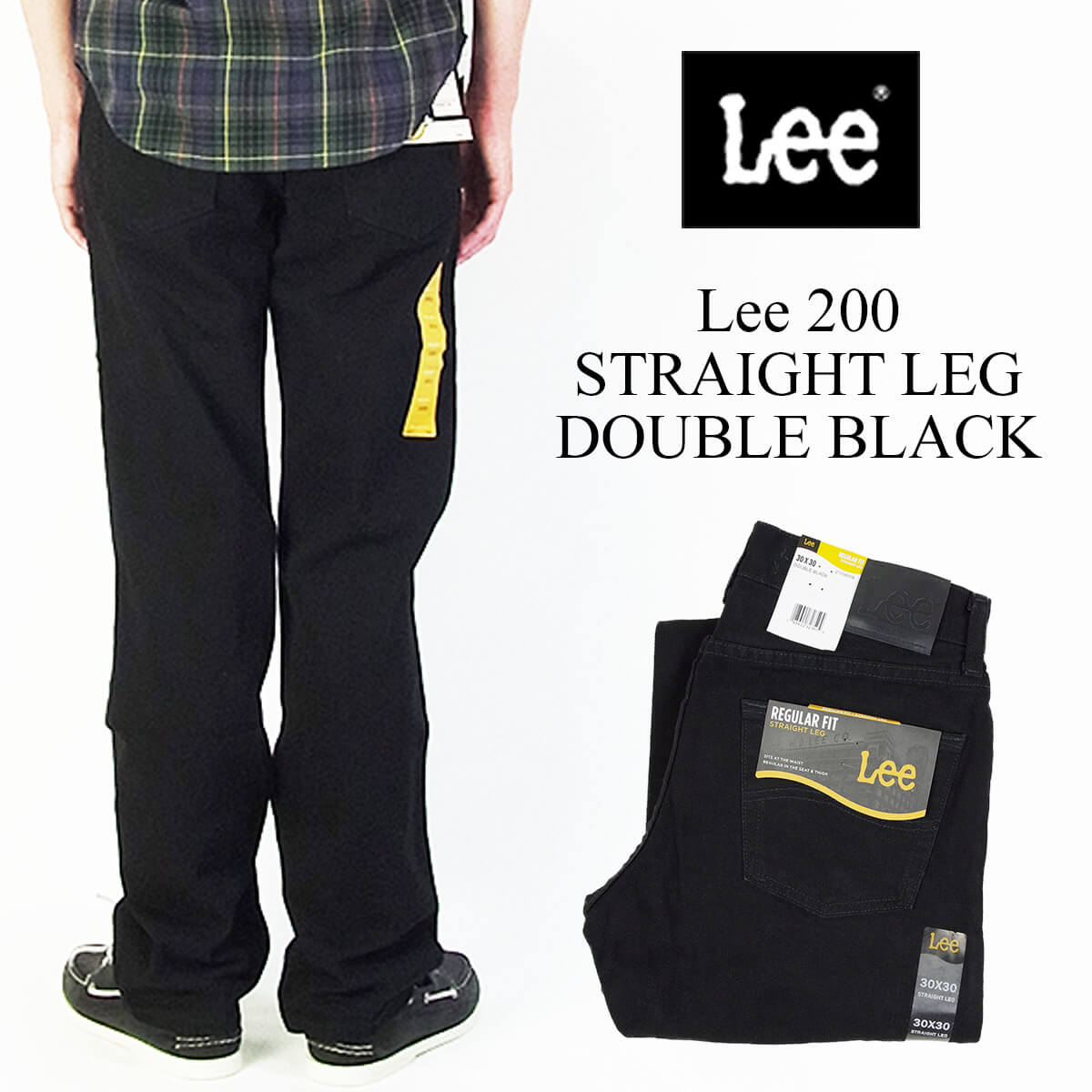 リー Lee #200 ストレート ジーンズ ダブルブラック ｜ デニムパンツ メンズ ブラック 黒 後染め レギュラーフィット STRAIGHT LEG JEAN DOUBLE BLACK 定番 ブランド レギュラーサイズ 大きい…