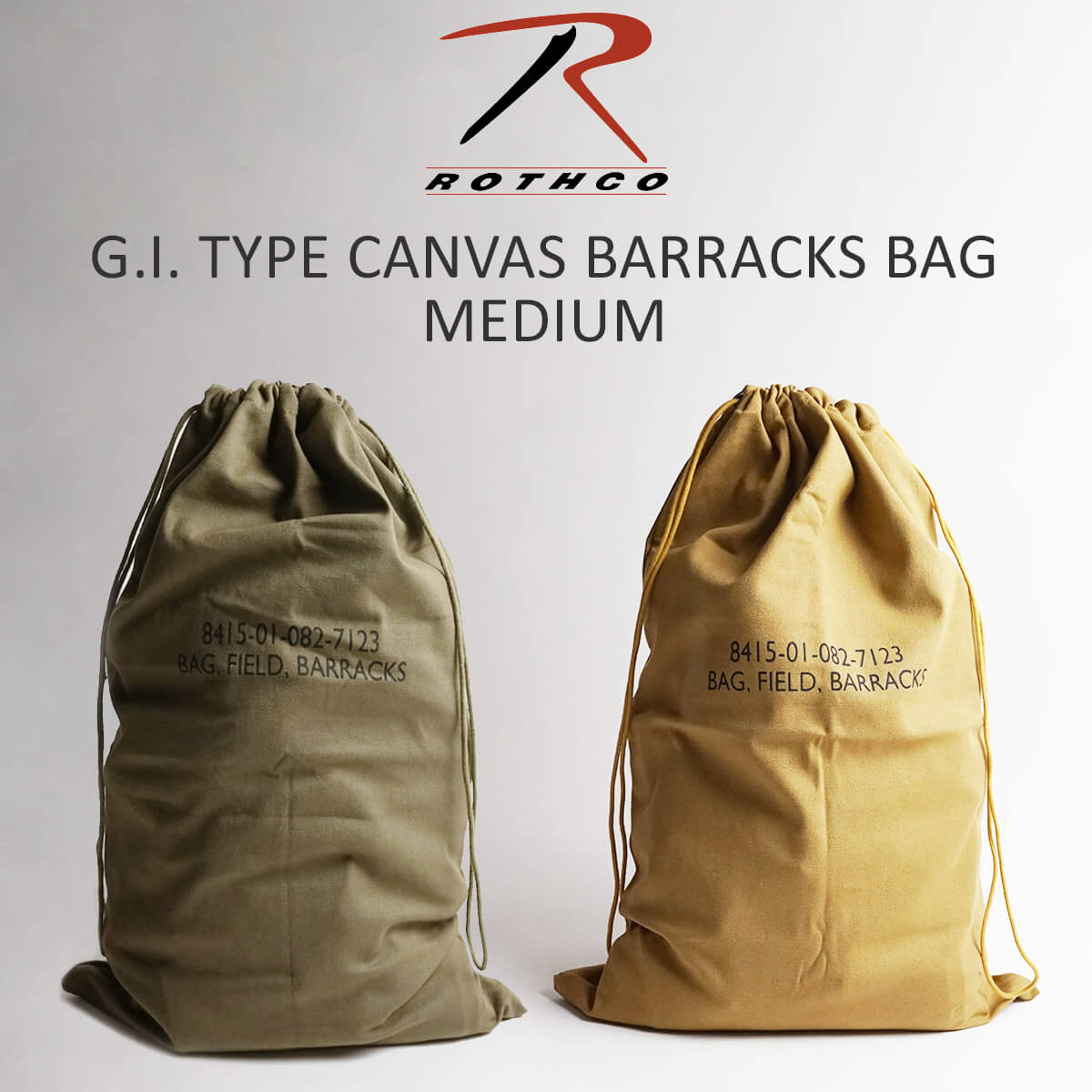 ロスコ ROTHCO キャンバス G.I.タイプ バラックスバッグ ミディアム (2574/2674 ランドリーバッグ ダッフルバッグ G.I. TYPE CANVAS BARRACKS BAG 18X27インチ)