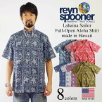 レインスプーナー REYN SPOONER 半袖 アロハシャツ フルオープン ラハイナセイラー ハワイ製 (アメリカ製 米国製 LAHAINA SAILOR 金タグ）