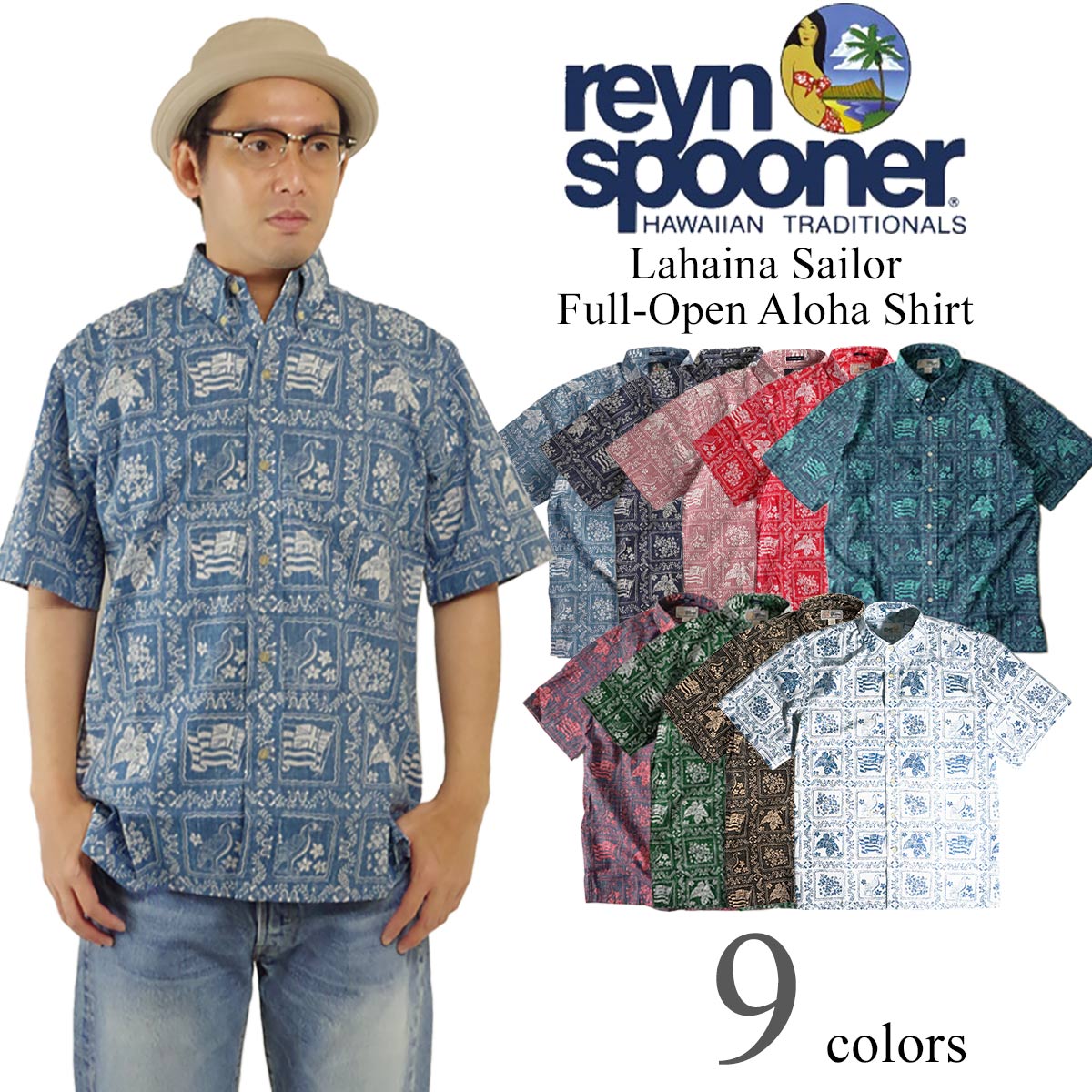 쥤󥹥סʡ REYN SPOONER Ⱦµ ϥ ե륪ץ ϥʥ顼     LAHAINA SAILOR  ֥ 쥮顼 礭 XS-XXXL 2XL 3XL ǥ˥ ͥӡ å ֥롼 ۥ磻