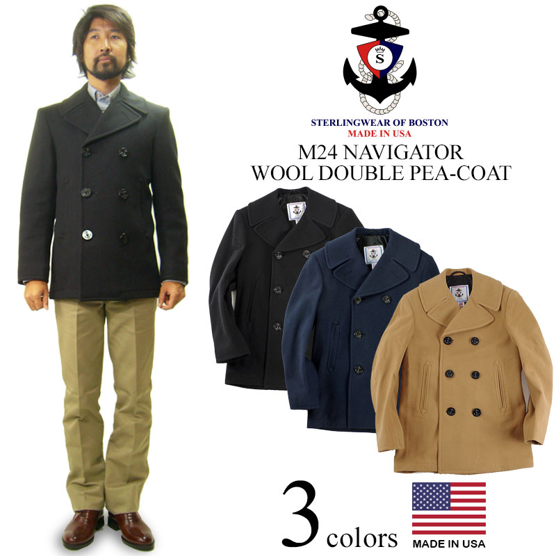 スターリングウエア STERLINGWEAR OF BOSTON M24 ウール ダブル ピーコート ナビゲーター (アメリカ製 米国製 防寒 PEA-COAT Pコート）