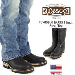 ウエスコ ブーツ（メンズ） ウェスコ　Wesco #7700100 エンジニアブーツ ボス 11" ブラック スティールトゥ ｜ ウエスコ ブーツ ブランド アメリカ製 米国製 BOSS 11" Steel toe MADE IN USA フルグレインレザー ビブラムソール Eワイズ 11インチ 黒