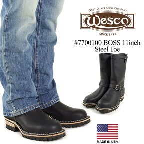 ウェスコ　Wesco #7700100 エンジニアブーツ ボス 11" ブラック スティールトゥ ｜ ウエスコ ブーツ ブランド アメリカ製 米国製 BOSS 11" Steel toe MADE IN USA フルグレインレザー ビブラムソール Eワイズ 11インチ 黒