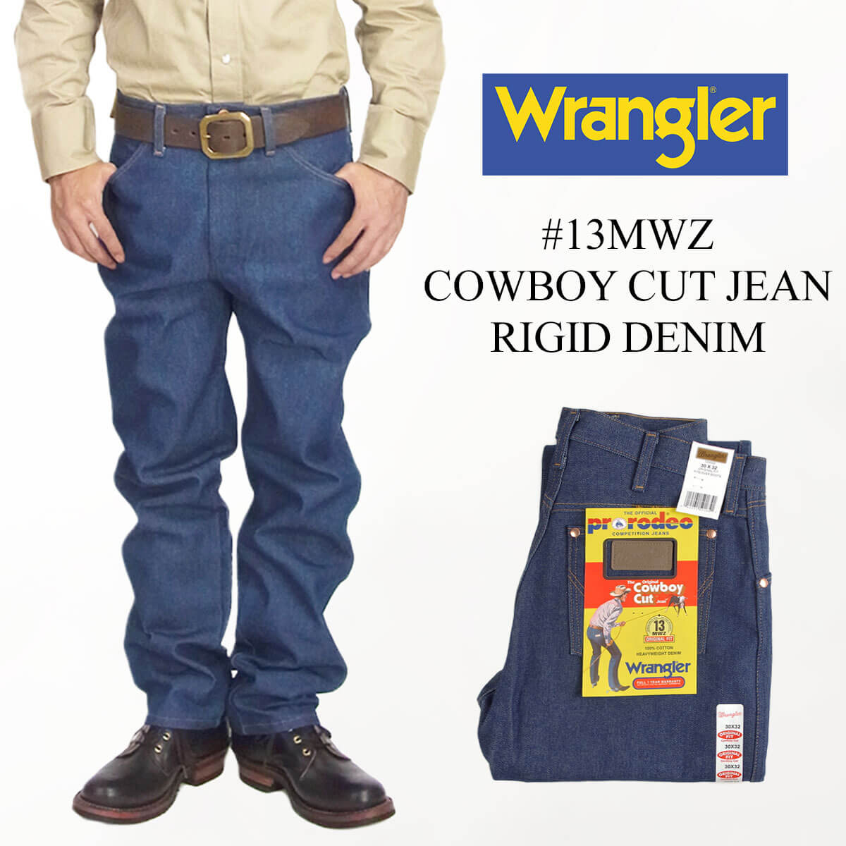 ラングラー Wrangler 13MWZ カウボーイカットジーン リジッド COWBOY CUT JEAN RIGID 生デニム ｜ ジーンズ メンズ 定番 ストレートシルエット ヘビーウエイト デニム ジップフライ 米国ラングラー社のオリジナルモデル