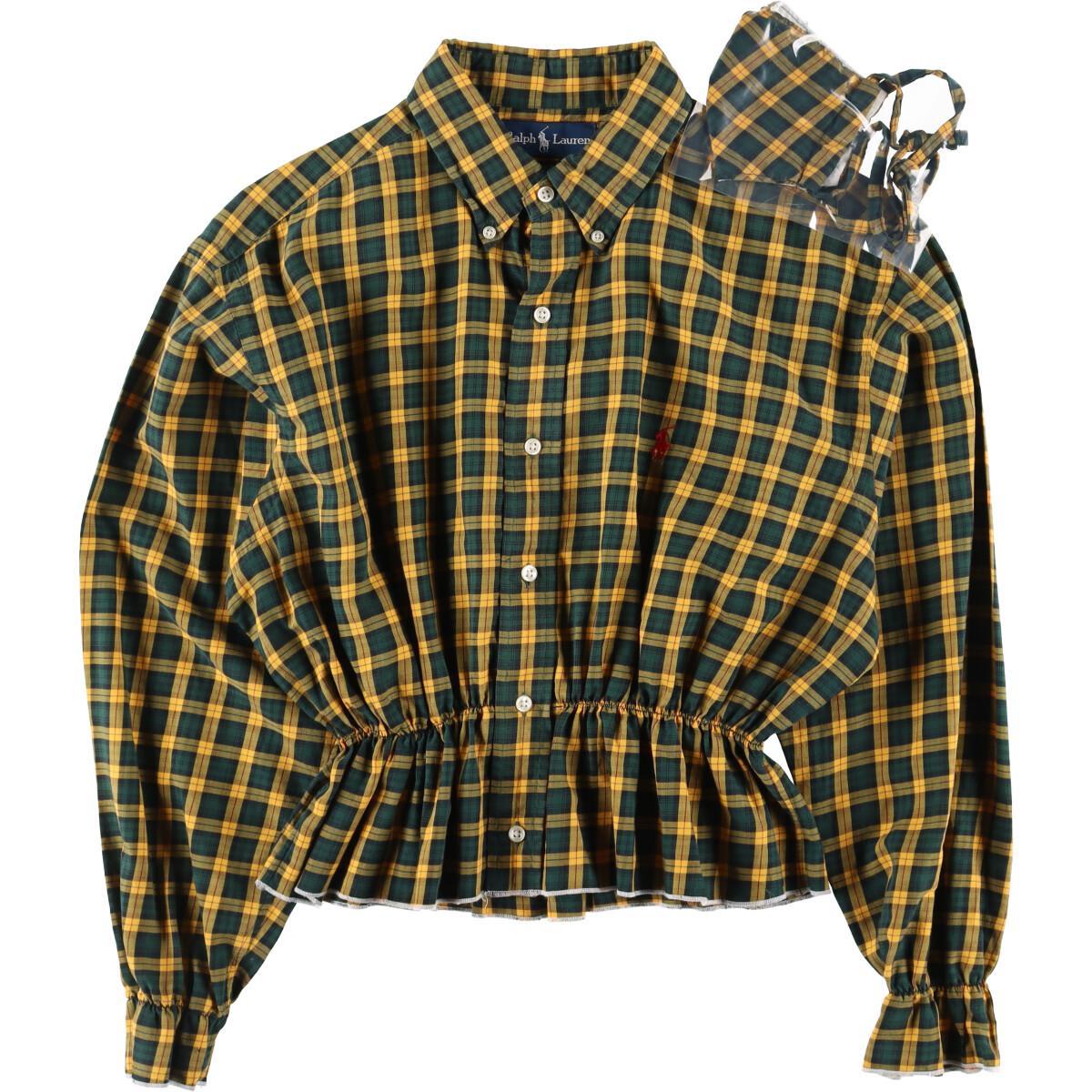古着 eluluリメイク ラルフローレン Ralph Lauren チェック柄 マスクセット バルーンスリーブシャツ フリーサイズ /eaa223714 【エルル0311】 【220312】