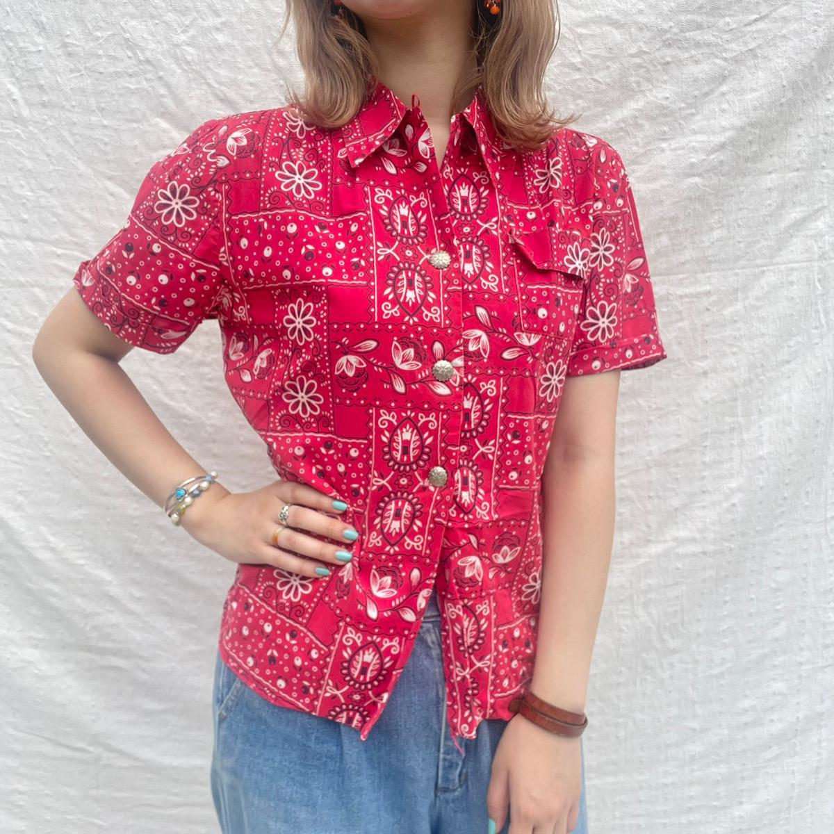 古着 ~70'S SUN TOGS OF ARIZONA バンダナ柄 総柄 半袖シャツ レディースM ヴィンテージ /eaa246066 【エルル0603】 【220604】 ss2501_10
