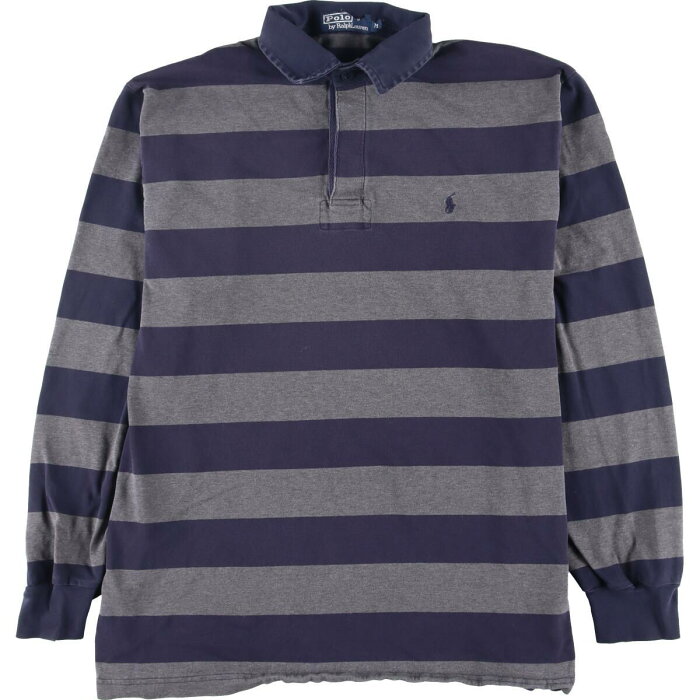 古着 ラルフローレン Ralph Lauren POLO by Ralph Lauren ボーダー柄 長袖 ラガーシャツ メンズL /eaa253572 【220527】