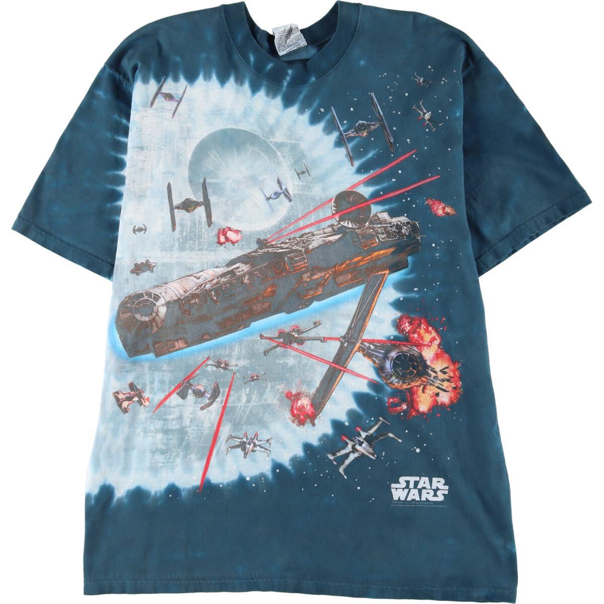 古着 90年代 LIQUID BLUE STAR WARS スターウォーズ EPISODE 4 エピソード4 大判プリント タイダイ柄 映画 ムービーTシャツ USA製 メンズL ヴィンテージ /eaa258086 【中古】【N2206】 【220530】