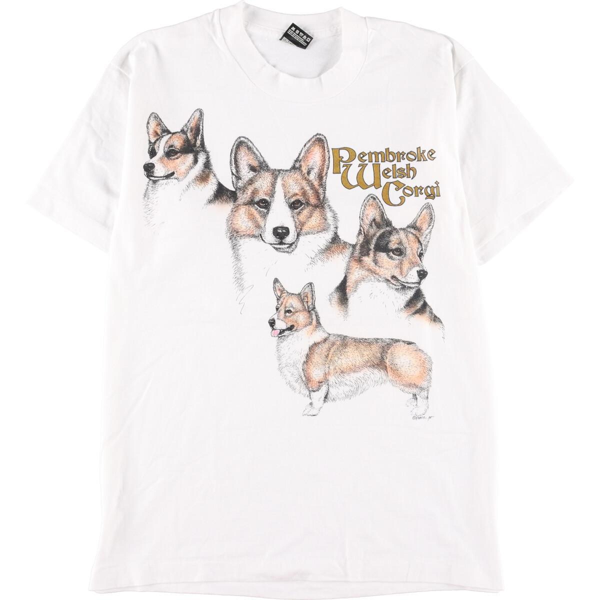 古着 90年代 フルーツオブザルーム FRUIT OF THE LOOM PEMBROKE WELSH CORGI コーギー 犬柄 アニマルプリントTシャツ USA製 メンズL ヴィンテージ /eaa258838 【中古】 【220610】