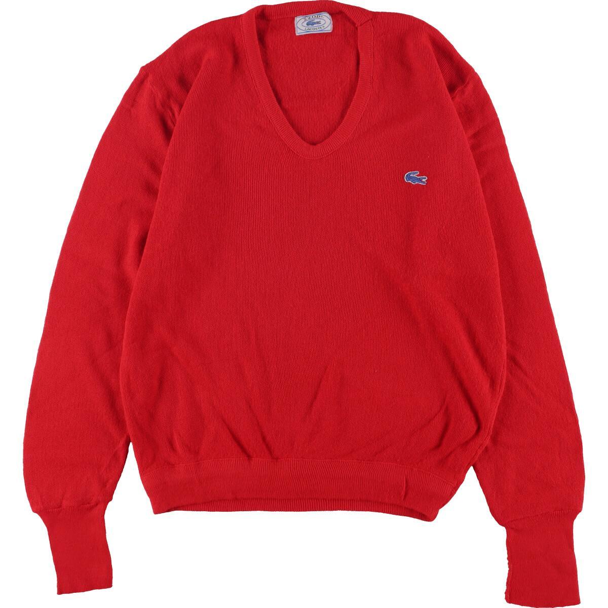 古着 70~80年代 ラコステ LACOSTE IZOD Vネック アクリルニットセーター メンズL ヴィンテージ /eaa266665 【中古】 【220826】