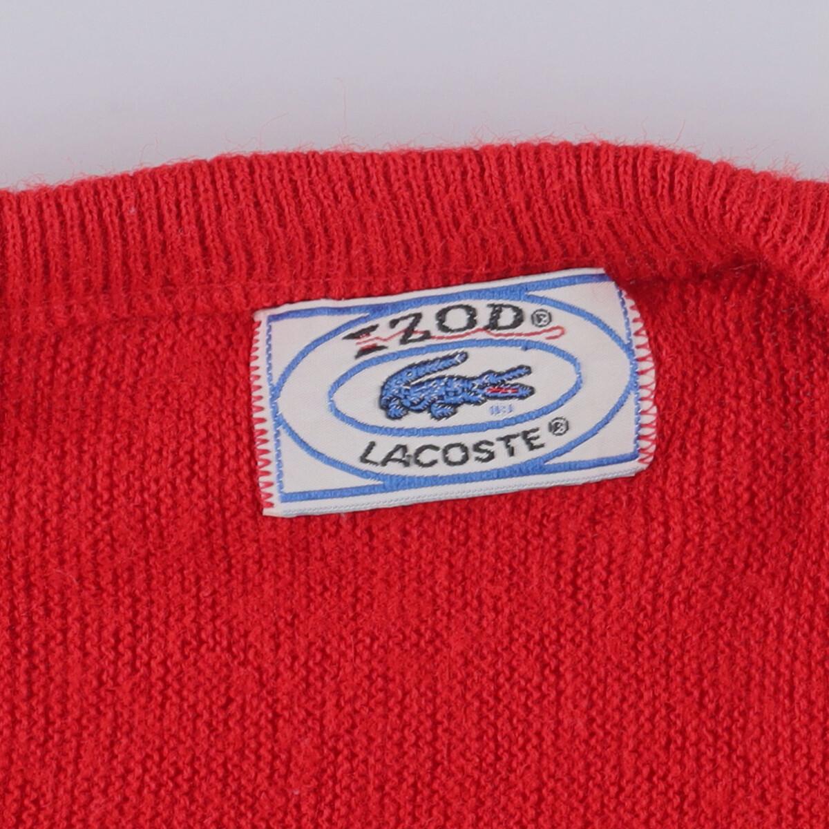 古着 70~80年代 ラコステ LACOSTE IZOD Vネック アクリルニットセーター メンズL ヴィンテージ /eaa266665 【中古】 【220826】